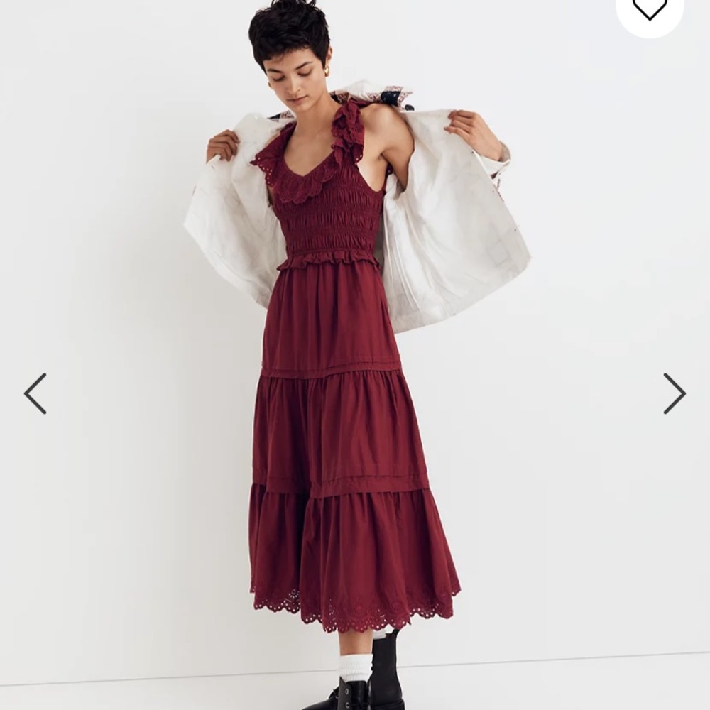 Madewell Lucie Embroidered Cotton Midi Dress NWT
